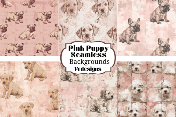 14 Pink Puppy Seamless Backgrounds: A Designer's Playful Pattern Kit