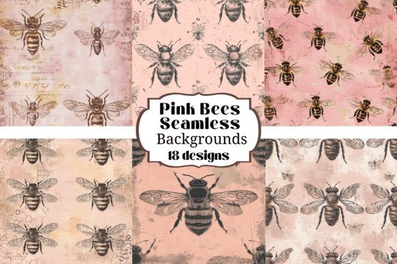 18 Pink Bees Seamless Backgrounds: A Sweet Digital Asset
