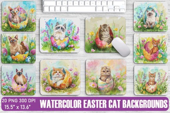 Cute Cat in Easter Egg Backgrounds: A Playful Design Asset