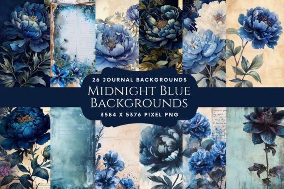 Elevate Your Designs with Midnight Blue Floral Backgrounds
