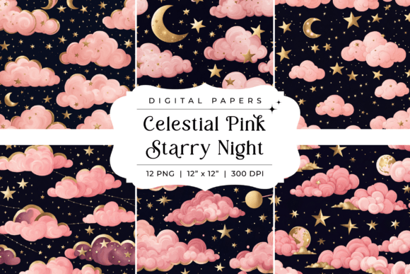 Enchanting Celestial Pink Starry Night Backgrounds for Your Projects