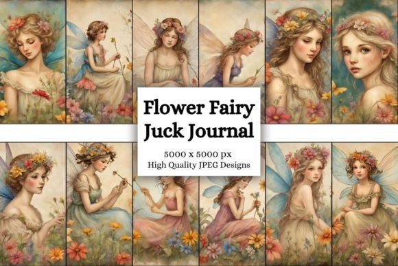 Enchanting Flower Fairy Junk Journal Backgrounds