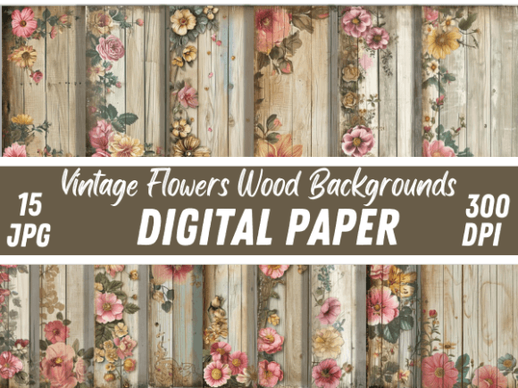 Rustic Vintage Flowers Wood Backgrounds: A Designer's Warm & Nostalgic Asset