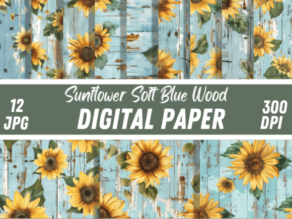Sunflower Soft Blue Wood Backgrounds: A Design Asset