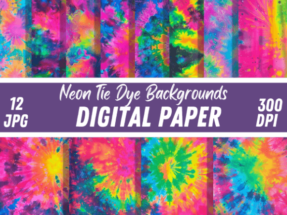 Vintage Groovy Neon Tie Dye Backgrounds for 2024