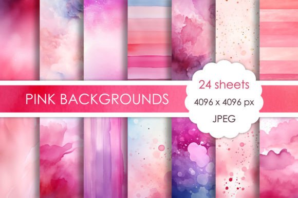 Watercolor Pink Backgrounds: 24 Vibrant Design Assets