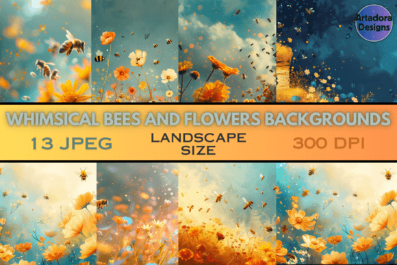 Whimsical Bees and Flowers Backgrounds: A Digital Garden for Your Projects